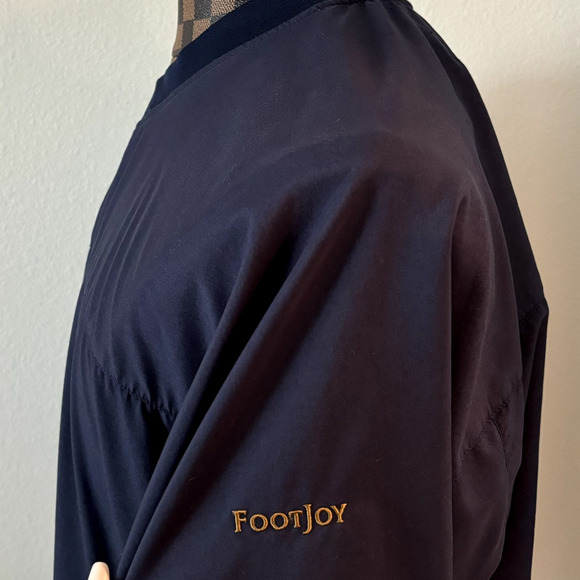 FootJoy Mens Pullover Jacket Windbreaker Navy Blue V-Neck Small Preppy Golf - Picture 6 of 10